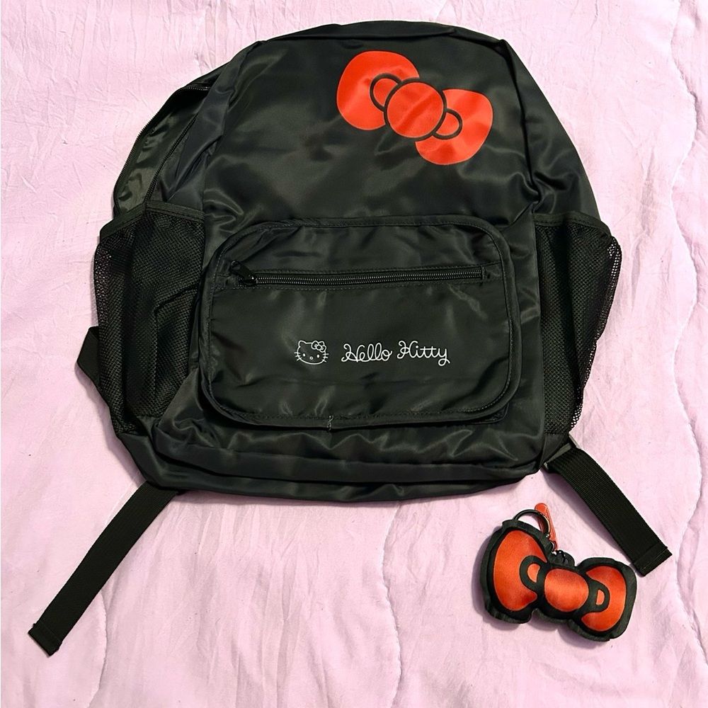 Hello Kitty Backpack with Red Bow Keychain